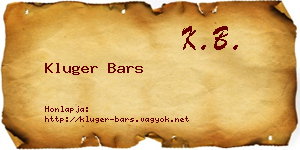 Kluger Bars névjegykártya